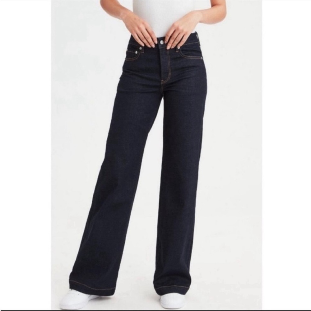 American Eagle Super Stretch Dark wash High Rise Wide Leg Denim Jeans